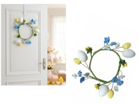 Wianek dekoracyjny z JAJKAMI 19 cm żółto niebieski