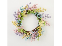 Wianek kolorowe kulki ala pisanki i kury 30 cm