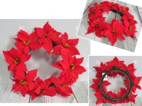 Wianek z Gwiazdy betlejemskiej, POINSECJI 8 kwiatów średnica 25 cm, kwiat 12 cm - CZERWONY