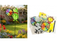 Wiatrak ogrodowy dekoracyjny ZWIERZAK z tęczowym kółkiem 90x38x3,5 cm - 1 szt mix