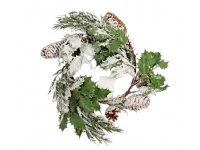 Wieniec posypany śniegiem z szyszkami 40 cm 