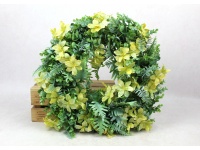 Wieniec wianek dekoracyjny PAPROĆ z żółtymi kwiatkami 45 cm