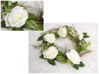 Wieniec, wianek RÓŻA, WRZOS 30 cm (kwiat 6x5 cm) - BIAŁY