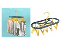 Wieszak z klamerkami plastik niebiesko-żółty 30x13 cm