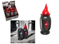 Wkład LED VASO świecący krzyż 16 cm, grafitowy z czerwonym płomieniem - 1 szt
