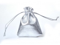 Woreczek na biżuterię, upominek 12x9 cm - SREBRNY