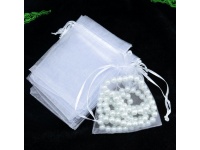 Woreczek na biżuterię, upominek 12x9 cm TRANSPARENTNY BIAŁY