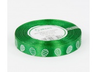 Wstążka satynowa nadruk 12 mm x 23m PISANKI ZIELONA