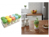 Wykałaczki bambusowe w plastikowym pudełeczku 7,5x5 cm - 1 szt mix kolor