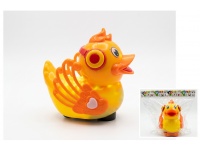 Zabawka ciągadło KACZKA jeżdząca z światłem i dźwiękiem 15x15 cm