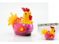 Zabawka ciągadło KOGUT jeżdzący z światłem i dźwiękiem 17x15 cm