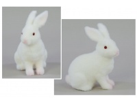 Zając siedzący flokowany 13 cm BIAŁY