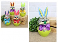 Zając z siana w skorupce, filcowe uszy, kokarda w kropki 25 cm