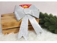 Zawieszka na choinkę KOKARDA 30x20 cm SREBRNA