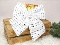 Zawieszka na choinkę KOKARDA welurowa z cekinami 25x20 cm SREBRNA