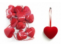 Zawieszka, ozdoba serce styropianowe flokowane 4,5 cm kpl 12 szt CZERWONE