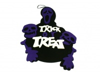 Zawieszka, witraż, stroik TRICK or TREAT strach 35x30 cm