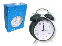 Zegar, budzik OKRĄGŁY tradycyjny metalowy 16x11x5,5 cm