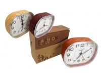 Zegar, budzik OWALNY obudowa imitująca drewno 12x9,5x4 cm mix kolor