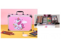 Zestaw artystyczny 145 el. w aluminiowej walizce JEDNOROŻEC różowa 34x23x8 cm