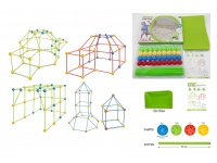 Zestaw konstrukcyjny do zabawy 36 kulek + 51 patyczków +materiał do zbudowania namiotu w kartonie 34x24x4 cm