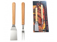Zestaw łopatka + widelec do grilla z drewnianą rączką 34 cm