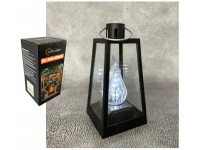 Znicz, lampion, latarnia LED plastik TRAPEZ z płomieniem wieloledowym ZIMNY BIAŁY 27,5x11x11 cm A7166W