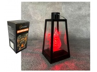 Znicz, lampion, latarnia LED plastik TRAPEZ z płomieniem wieloledowym CZERWONY 27,5x11x11 cm A7166R