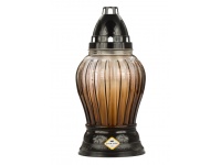 Znicz szklany 1105 brązowy w pasy CZARNY 24 cm - 1 szt