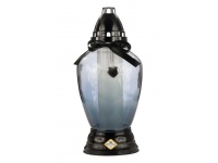 Znicz szklany 1113 grafitowy z wstążką i sercem CZARNY 28 cm - 1 szt