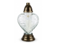 Znicz szklany 846 bezbarwny z wzorem SERCE ZŁOTY 38 cm - 1 szt