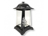 Znicz szklany GLASS ART 4 czarny z srebrną aplikacją RÓŻE 30 cm - 1 szt