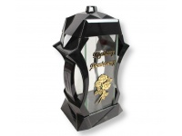 Znicz szklany Lampion X BUKIET 37 cm złoty napis i róże - 1 szt