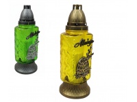 Znicz szklany W-20 PISANKA I BAZIE 29 cm srebrna, złota aplikacja ZIELONY, ŻÓŁTY mix - 1 szt