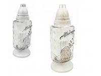 Znicz szklany W-25 Alleluja Pisanka 30 cm złoty, srebrny mix - 1 szt