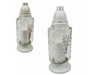 Znicz szklany W-25 Bazie 30 cm złoty, srebrny mix - 1 szt