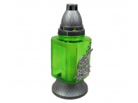 Znicz szklany W-8 PISANKA I BAZIE 25 cm srebrna aplikacja ZIELONY - 1 szt