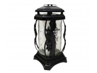 Znicz szklany Z-468 KAPLICZKA RÓŻA Z KRZYŻEM CZARNY 26 cm srebrna aplikacja - 1 szt