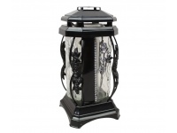 Znicz szklany Z-468 KAPLICZKA RÓŻA I CYRKONIE CZARNY 26 cm srebrna aplikacja - 1 szt