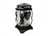 Znicz szklany Z-470 KAPLICZKA czarne serce z kwiatem 30 cm srebrna - 1 szt