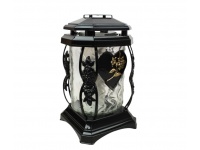 Znicz szklany Z-470 KAPLICZKA czarne serce z kwiatem 30 cm złota - 1 szt