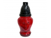 Znicz szklany zalewany SERCE mini 16,5 cm czerwone - 1 szt