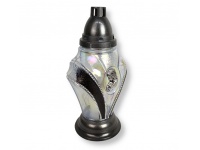 Znicz szklany ZP Faraon mały 37 cm holograficzny z czarnym, cyrkonie - 1 szt