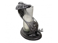 Znicz szklany ZP LAMPA LIŚĆ Srebrny 24 cm - 1 szt