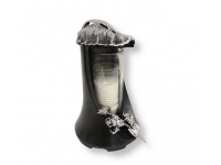 Znicz szklany ZP LAMPA LIŚĆ Srebrny 23 cm srebrna róża - 1 szt
