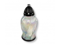 Znicz szklany ZP Lampion skręcany 33 cm holograficzny z czarnym - 1 szt
