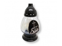Znicz szklany ZPD Koniak 4 APL 34 cm holograficzny czarny srebrny krzyż ŚP - 1 szt