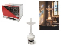 Znicz, wkład KRZYŻ transparentny NO.2 światło białe ciepłe  - 1 szt