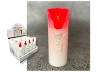 Znicz, WKŁAD LED plastik z migającym płomieniem tłoczony aniołek CZERWONY 5,2x15 cm